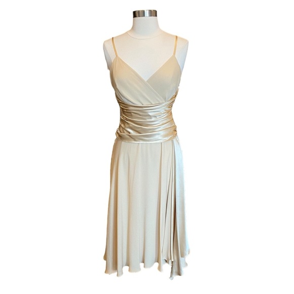 Adrianna Papell Silk Draped Surplice Wrap Cocktail Dress Vintage 90’s - Picture 2 of 12